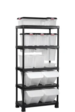 Keter Plus stellingkast - 5 planken - 90x40x182cm - zwart