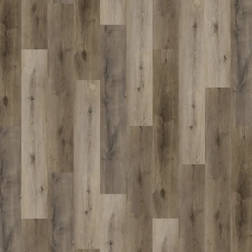 Kleurstaal click PVC Basic grijs/bruin eiken houtlook