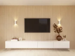 Akoestische Wandpanelen|Kleurstalen > CanDo Kleurstaal lattenwand Decowall Blend ton sur ton natuur eiken 25x30cm