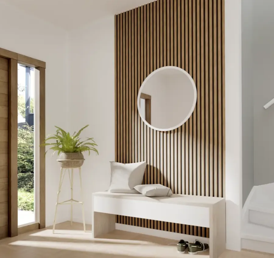 Akoestische Wandpanelen|Kleurstalen > CanDo Kleurstaal lattenwand Decowall Acoustic brons eiken 25x30cm