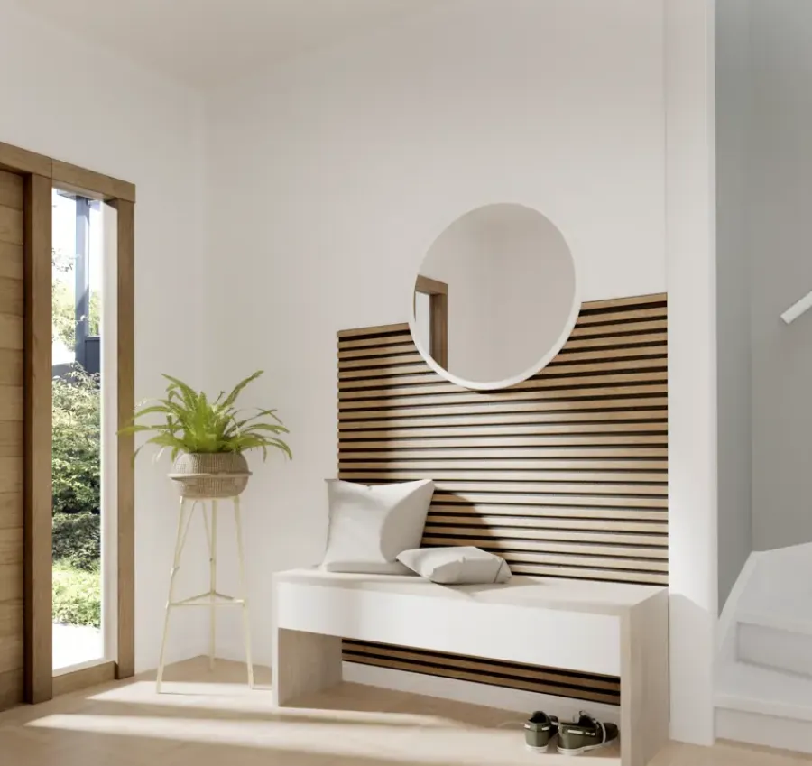 Akoestische Wandpanelen|Kleurstalen > CanDo Kleurstaal lattenwand Decowall Acoustic brons eiken 25x30cm