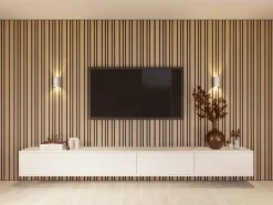 Akoestische Wandpanelen|Kleurstalen > CanDo Kleurstaal lattenwand Decowall Acoustic Blend naturel eiken 25x30cm