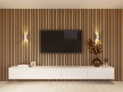 Akoestische Wandpanelen|Kleurstalen > CanDo Kleurstaal lattenwand Decowall Acoustic Blend brons eiken 25x30cm