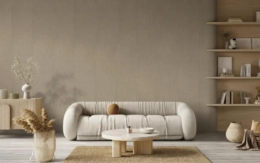 Akoestische Wandpanelen|Kleurstalen > Silentlines Kleurstaal lattenwand vilt taupe 20x30 cm