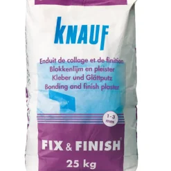 Gips (pleister)|Steen- & Betonreparatie > Knauf Fix & Finish blokkenlijm en pleister 25 kg