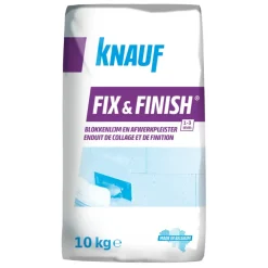 Gips (pleister)|Steen- & Betonreparatie > Knauf Fix & Finish blokkenlijm en afwerkpleister 10 kg