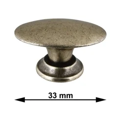 Knop Ovaal messing antiek 33mm