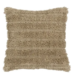 Kussen pluche streep beige 45 x 45 cm