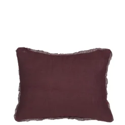 Kussen ruffled bordeaux 35 x 25 cm