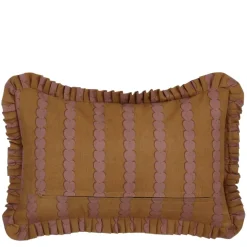 Kussen streep ruffled hart bruin 55 x 53 cm
