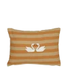 Kussen streep zwanen beige oranje 35 x 25 cm