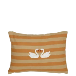 Kussen streep zwanen beige oranje 35 x 25 cm