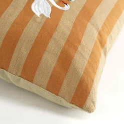 Kussen streep zwanen beige oranje 35 x 25 cm