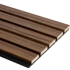 Akoestische Wandpanelen|Viltpanelen > Cando Green Lattenwand Decowall Acoustic Advanced walnoot 260x30cm, 2 stuks (1.56m2)