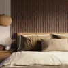 Akoestische Wandpanelen|Wand- & Plafondplaten > CanDo Lattenwand Decowall Acoustic Curve walnoot 260x30cm, 2 stuks (1.56m2)