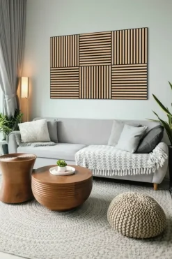 Akoestische Wandpanelen|Wandpanelen > Silentlines Lattenwand tegel 55,3x55,3 cm licht eiken, dikte 22 mm - 2 stuks (0,612m²)