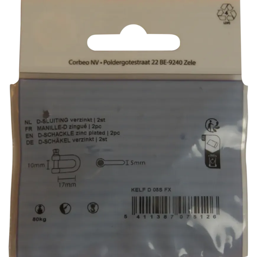 Ledent D-sluiting verzinkt 5 mm (2 stuks)