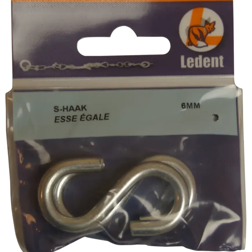 Ledent S-haak verzinkt 6 mm 2 stuks