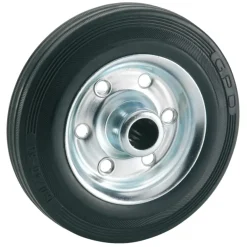 Los wiel rubber 80mm met as 12mm tot 50kg