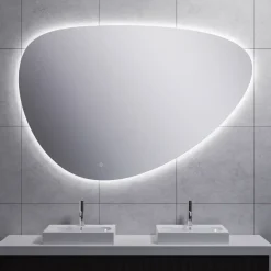 Marho Huevo organische badkamerspiegel met verlichting en verwarming dimbaar Ø 150 cm