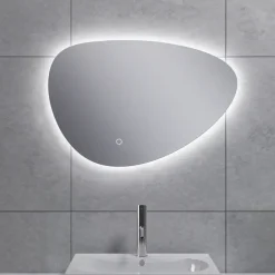 Marho Huevo organische badkamerspiegel met verlichting dimbaar Ø 60 cm