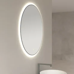 Marho Mavri badkamerspiegel verlichting dimbaar mat zwart Ø 100 cm