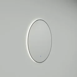 Marho Mavri badkamerspiegel rond verlichting dimbaar mat zwart Ø 80 cm