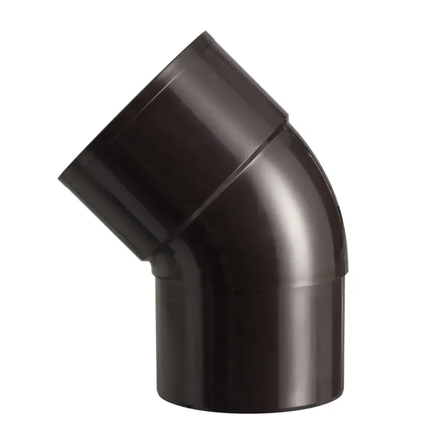 Goten & Regenpijpen > Martens PVC bocht 45° bruin mof/verjongd 80 mm