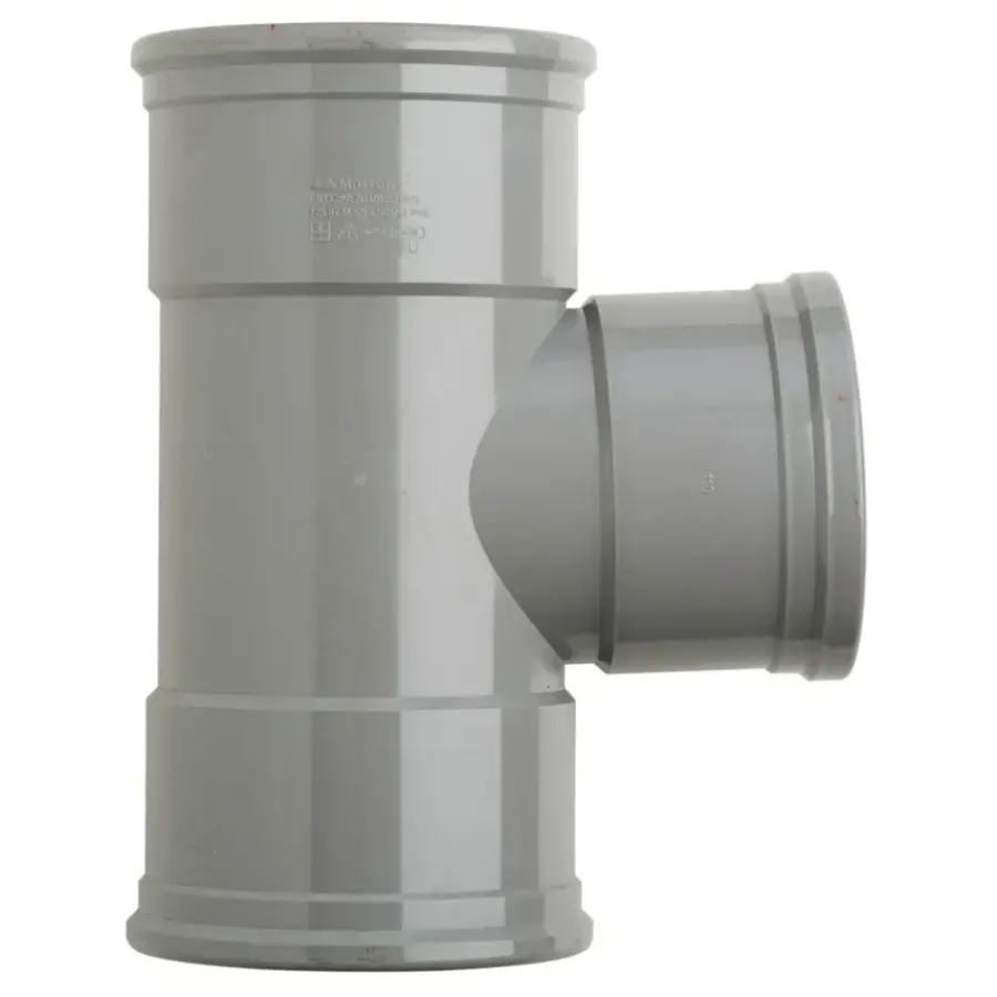 Rioleringsbuizen|Afvoerbuizen & Hulpstukken > Martens PVC T-stuk 90° 3x manchet 125x110 mm