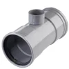 Rioleringsbuizen|Afvoerbuizen & Hulpstukken > Martens T-stuk 90° PVC grijs 2x schuifmof 1x lijmverbinding 110x50x110 mm