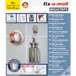 Overige Tape > Fix-o-moll Megastrips zelfklevend wit 25x12mm - 14 stuks