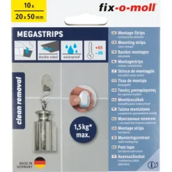 Overige Tape > Fix-o-moll MEGASTRIPS zelfklevend wit 50x20mm 10 stuks