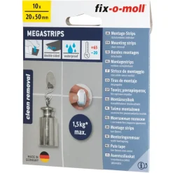 Overige Tape > Fix-o-moll MEGASTRIPS zelfklevend wit 50x20mm 10 stuks