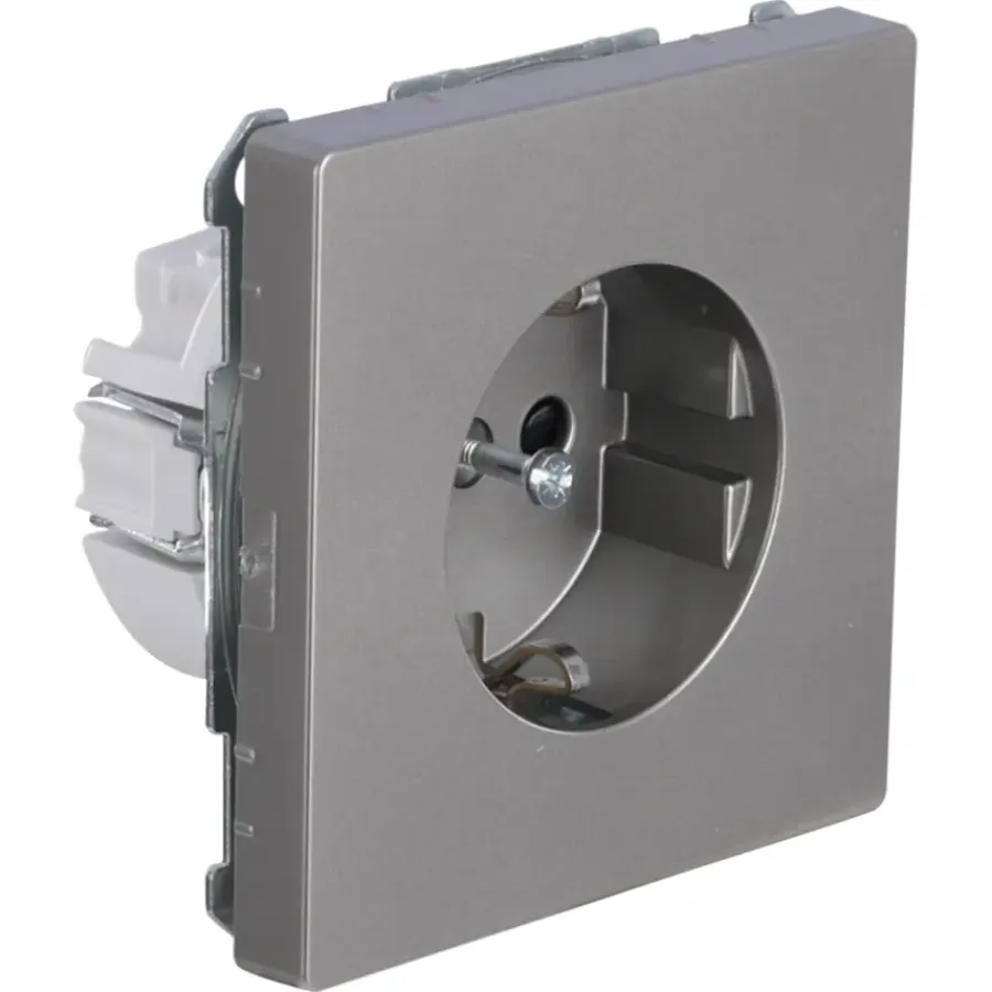 Inbouw Schakelmateriaal|Stopcontacten & Overige Contactdozen > Schneider Electric Merten D-Life Inbouw Stopcontact Enkel RA RVS