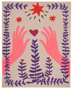 muurdecoratie hand roze FSC Mix - l40xb50xh3cm