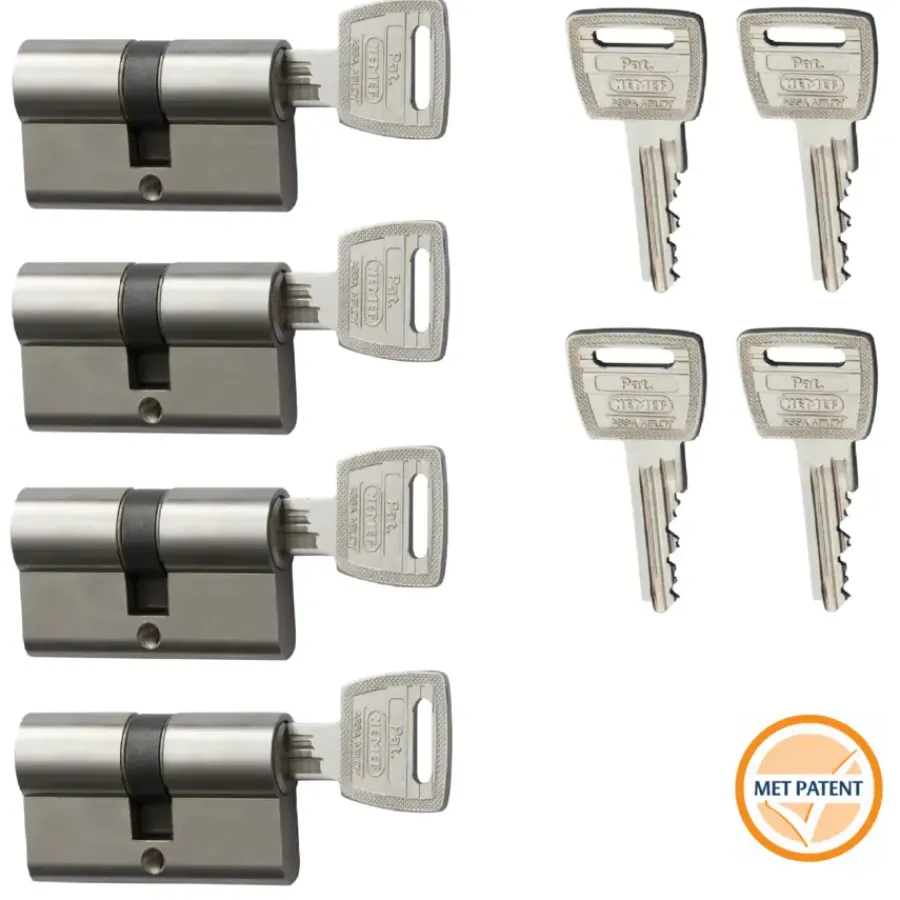 Cilinders|Cilinders > Nemef veiligheidscilinder NF3+ 30/30 mm SKG 3-sterren gelijksluitend (4 stuks)