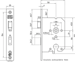 Deursloten|Cilinders > Nemef veiligheidsslot met sluitkom SKG 2-sterren Doorn 50mm PC 55mm