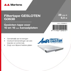 Montagetape > AntiDUST tape Non-filtertape t.b.v. polycarbonaat 38 mm 650 cm