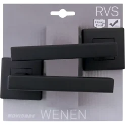 Deurbeslag Binnendeur|Deurklinken > Novidade deurkrukset Wenen vierkant rozet zwart RVS