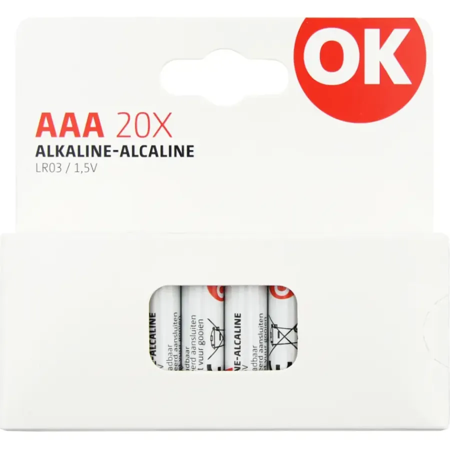 Batterijen > OK Batterij Alkaline AAA 20 stuks