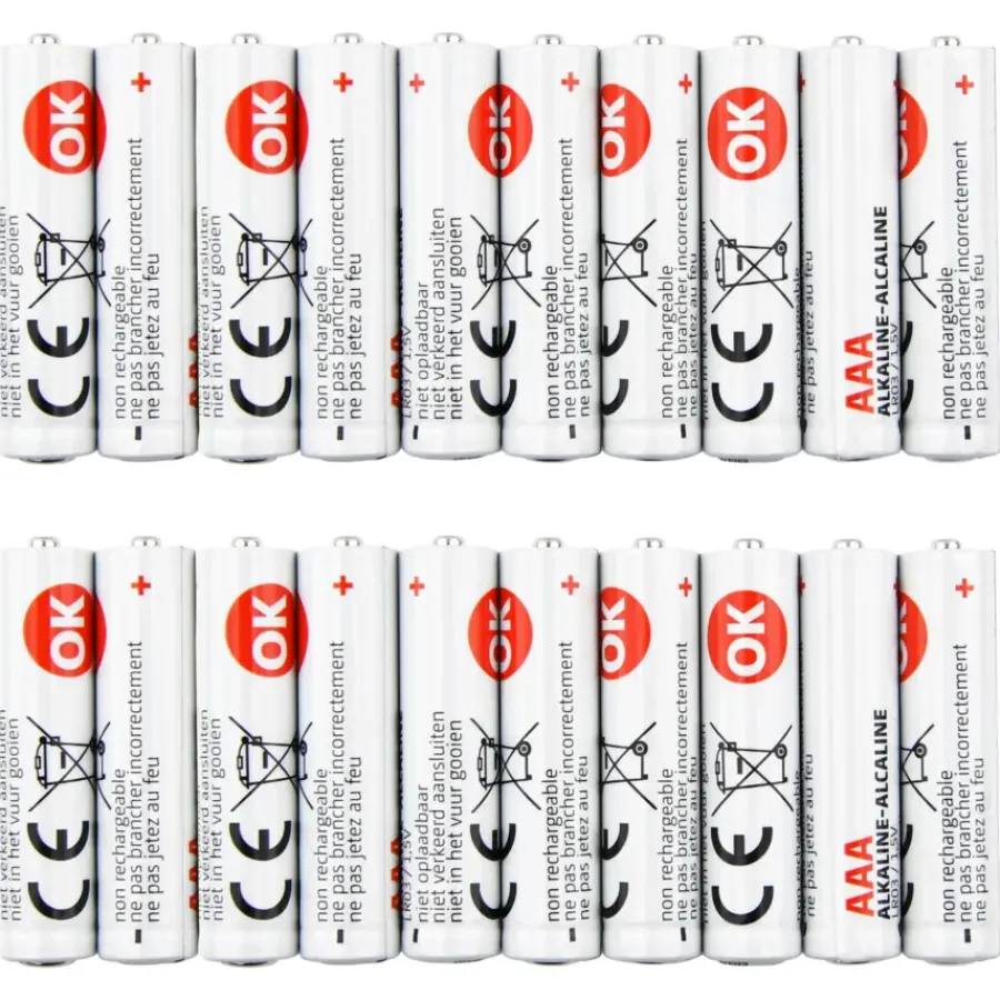 Batterijen > OK Batterij Alkaline AAA 20 stuks