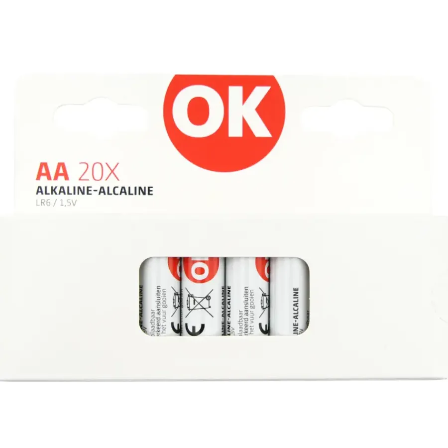 Batterijen > OK Batterij Alkaline AA 20 stuks