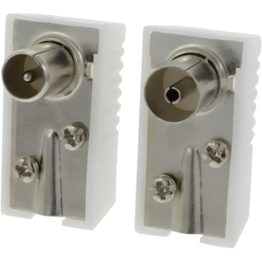 Audio & Video Accessoires > OK Coax stekkerset male/female wit