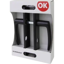 Deurbeslag Binnendeur|Deurklinken > OK deurkruk set Bl recht schild vrij-bezet sluiting 63/8 mm zwart aluminium