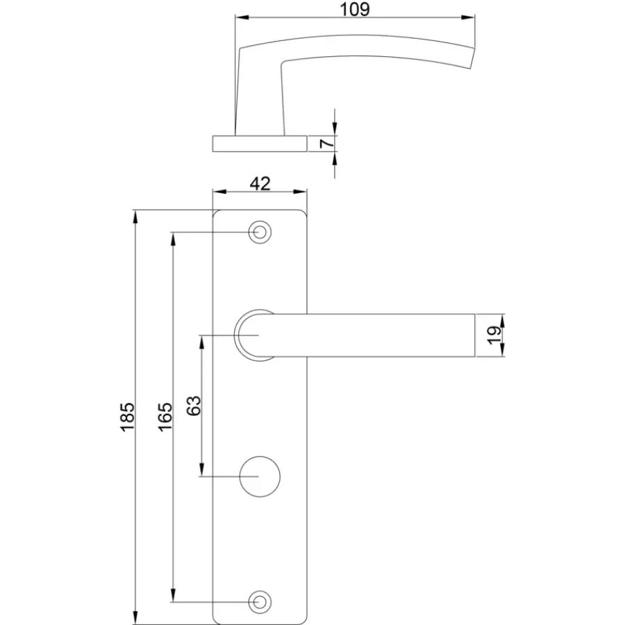 Deurbeslag Binnendeur|Deurklinken > OK deurkruk set Bl recht schild vrij-bezet sluiting 63/8 mm zwart aluminium