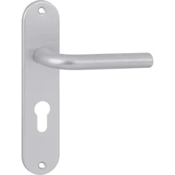 Deurbeslag Binnendeur|Deurklinken > OK deurkruk set ovaal schild profielcilindergat 55 mm aluminium