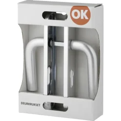 Deurbeslag Binnendeur|Deurklinken > OK deurkruk set ovaal schild profielcilindergat 55 mm aluminium