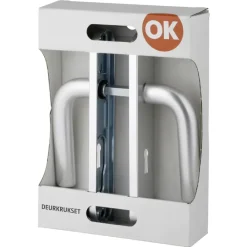 Deurbeslag Binnendeur|Deurklinken > OK deurkruk set ovaal schild sleutelgat 56 mm aluminium