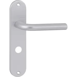 Deurbeslag Binnendeur|Deurklinken > OK deurkruk set ovaal schild vrij-bezet sluiting 63/8 mm aluminium