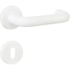 Deurbeslag Binnendeur|Deurklinken > OK deurkruk set rond rozet wit plastic